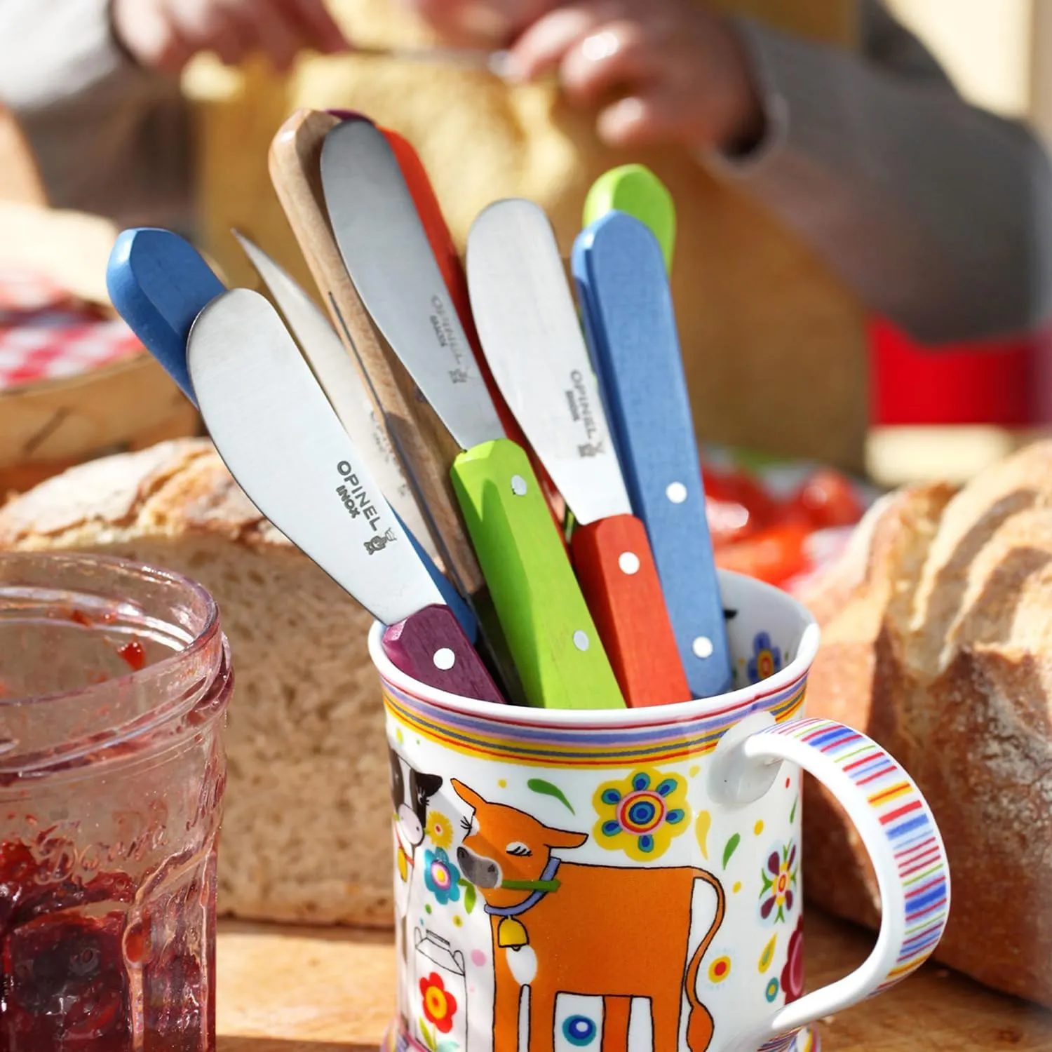 OPINEL Essential No.117 Spreading   Butter Knife, Painted Hornbeam Wood Handles, Made in France (Natural)