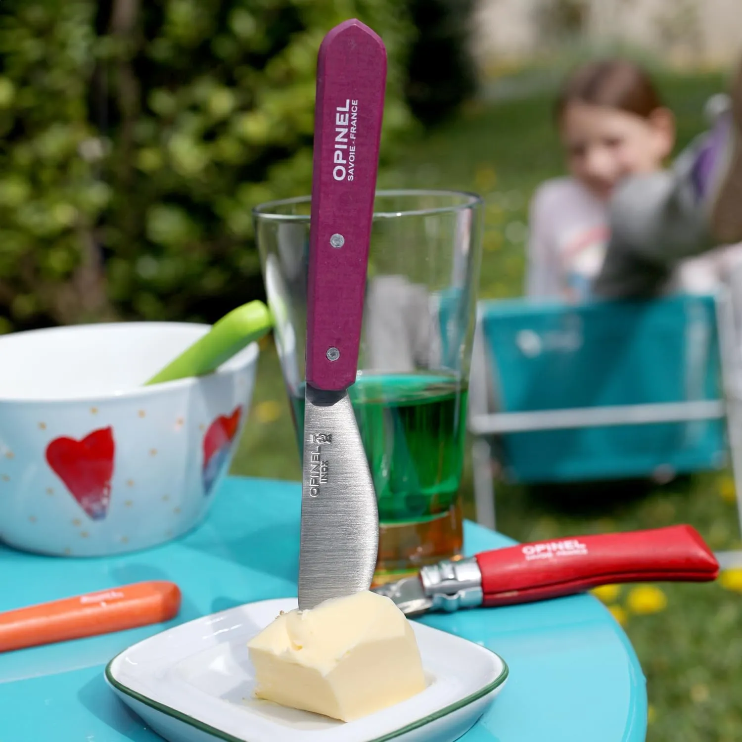 OPINEL Essential No.117 Spreading   Butter Knife, Painted Hornbeam Wood Handles, Made in France (Natural)
