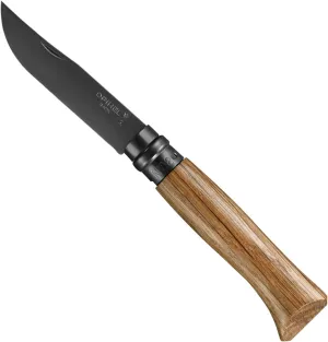 Opinel No 08 Studio Black Stainless Steel Folding Everyday Carry Locking Pocket Knife with Oak Wood Handle, N 08-3.35 in (8.5 cm) Blade (002172)