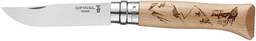 Opinel No8 Stainless Steel Pocket Knife - Alpine Adventures Collection - Hiking
