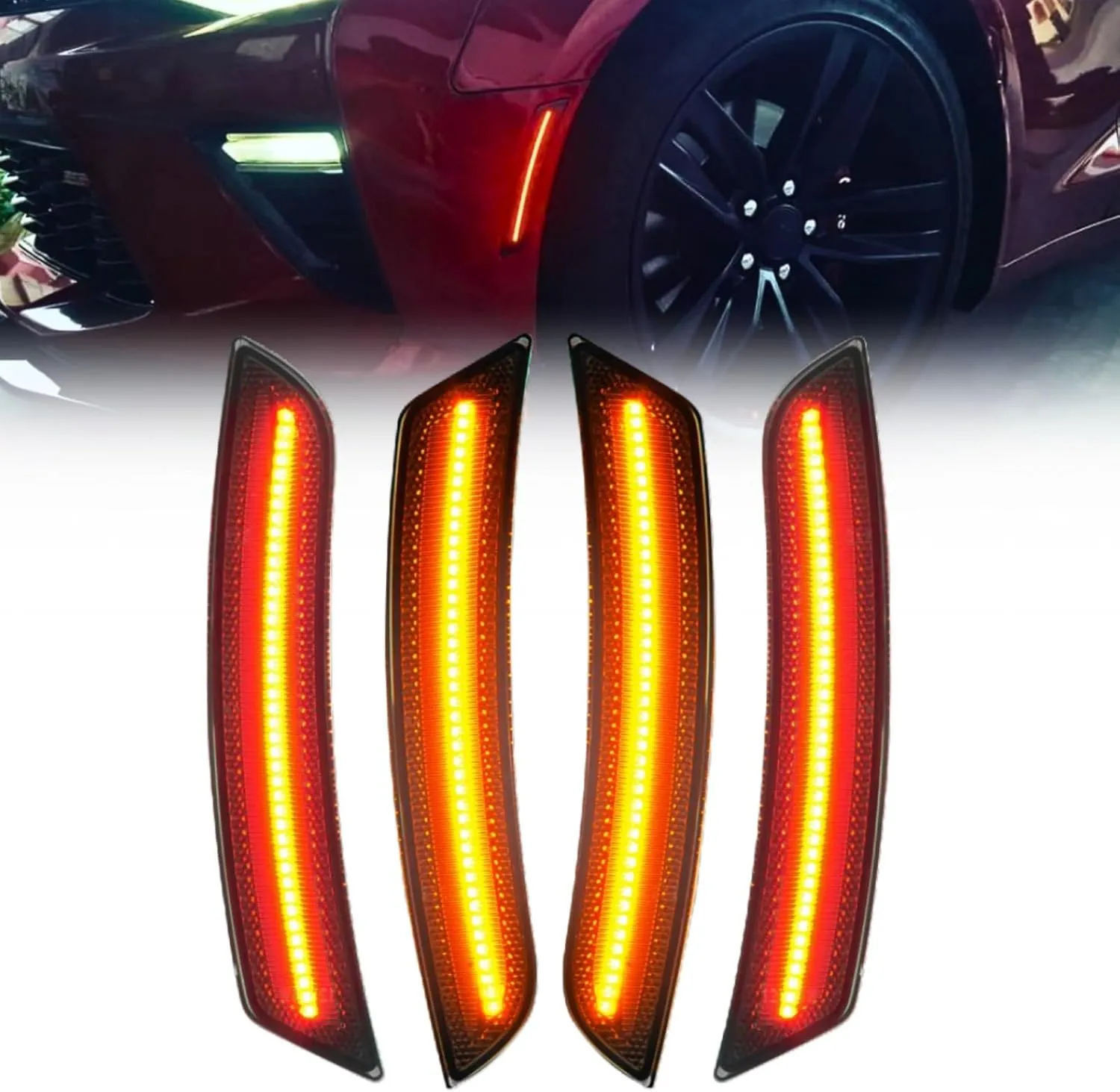 ORACLE Lighting 9900-020 Set of 2 Front and 2 Rear Tinted Lens LED Concept Sidemarkers Compatible with 2016 2024 Camaro - Easy Installation - Waterproof