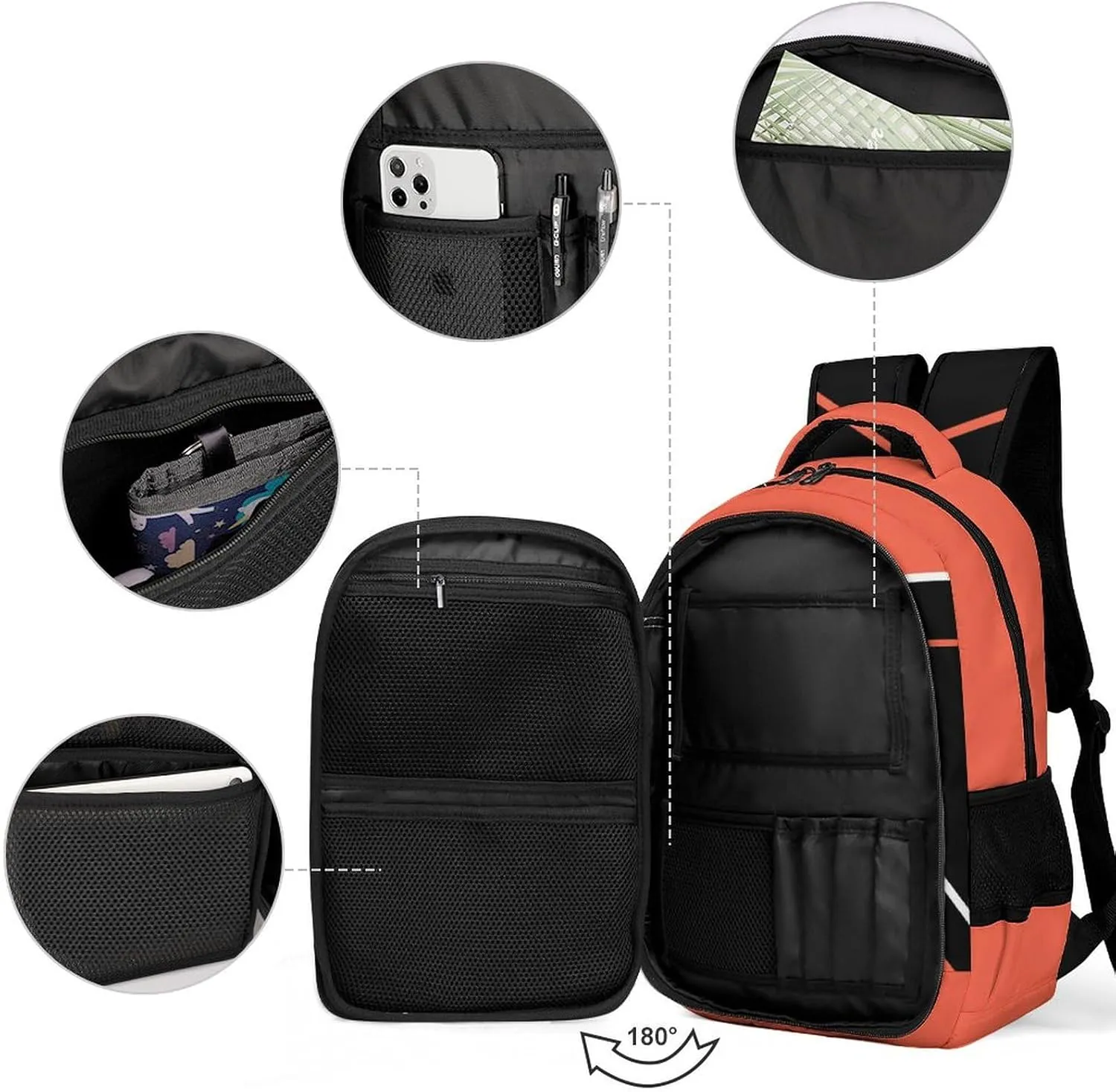 Orange Cheerleader Waterproof School Backpack Personalized with Name for Men Women Sport Laptop Bag