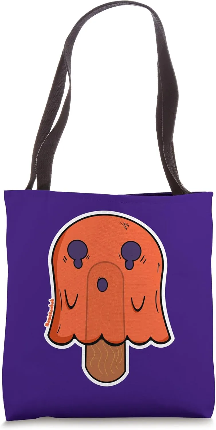 Orange Icicle Ghost, Spoopy Yami Kawaii Halloween Ice Lolly Tote Bag