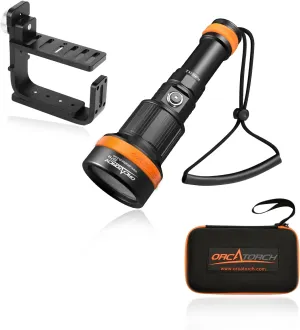 ORCATORCH ZD710 2700 Lumen Zoomable Diving Flashlight & H620 Adjustable Rotary Goodman Handle Combo