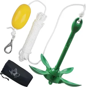 OROOTL Kayak Anchor Kit 3.5LB Folding Boat Anchors System with 32.8ft Marine Rope Buoy for Paddle Board Jet Ski PWC Small Boat Canoe Kayaking Accessories for Fishing