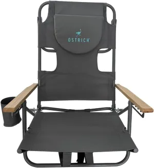 Ostrich Tommy "O" Midsize Face Down Backpack Beach Chair with Face Hole Portable Lounge Chair with Cup Holder Face Opening Lay Flat Tanning Chair with Armrests Face Down Reading, Gray