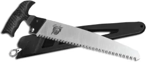 Outdoor Edge GrizSaw - Lightweight T-Handle Fixed Blade Outdoor-Hunting Saw with 8.0", 65Mn Spring Steel Blade for Cutting Tough Bone and Wood and Locking Zytel Sheath with Swivel Clip Belt Attachment
