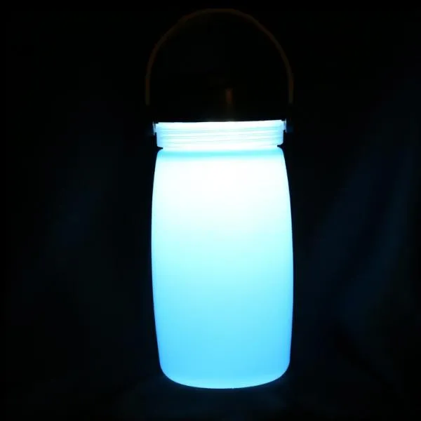 Outdoor Foldable Waterproof Solar Water Bottle LED Light Blue