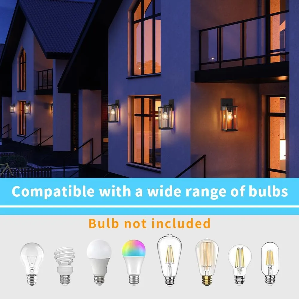 Outdoor Modern Wall Light Fixtures,Exterior Lighting Fixtures Wall Mount,Outside Porch Sconce Lights Waterproof,Wall Lamps for House,Patio,Front Door.Black and Wood Colour,2 Pack