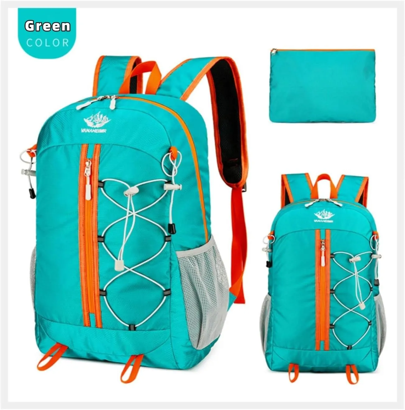 Outdoor Oxford Fabric Backpack,Hiking Cycling Backpack,Ultra-Light Multi-Functional Foldable Large Capacity Rucksack(Green)