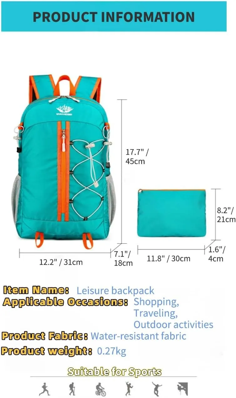 Outdoor Oxford Fabric Backpack,Hiking Cycling Backpack,Ultra-Light Multi-Functional Foldable Large Capacity Rucksack(Green)