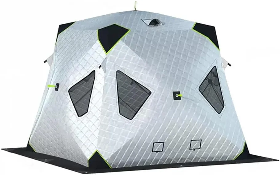 Outdoor Winter Camping Insulated Ice Fishing Tent Ice Fishing Shelter Five-Layer Fabric Excellent Insulation with Ice Fishing Pad (Silver C)