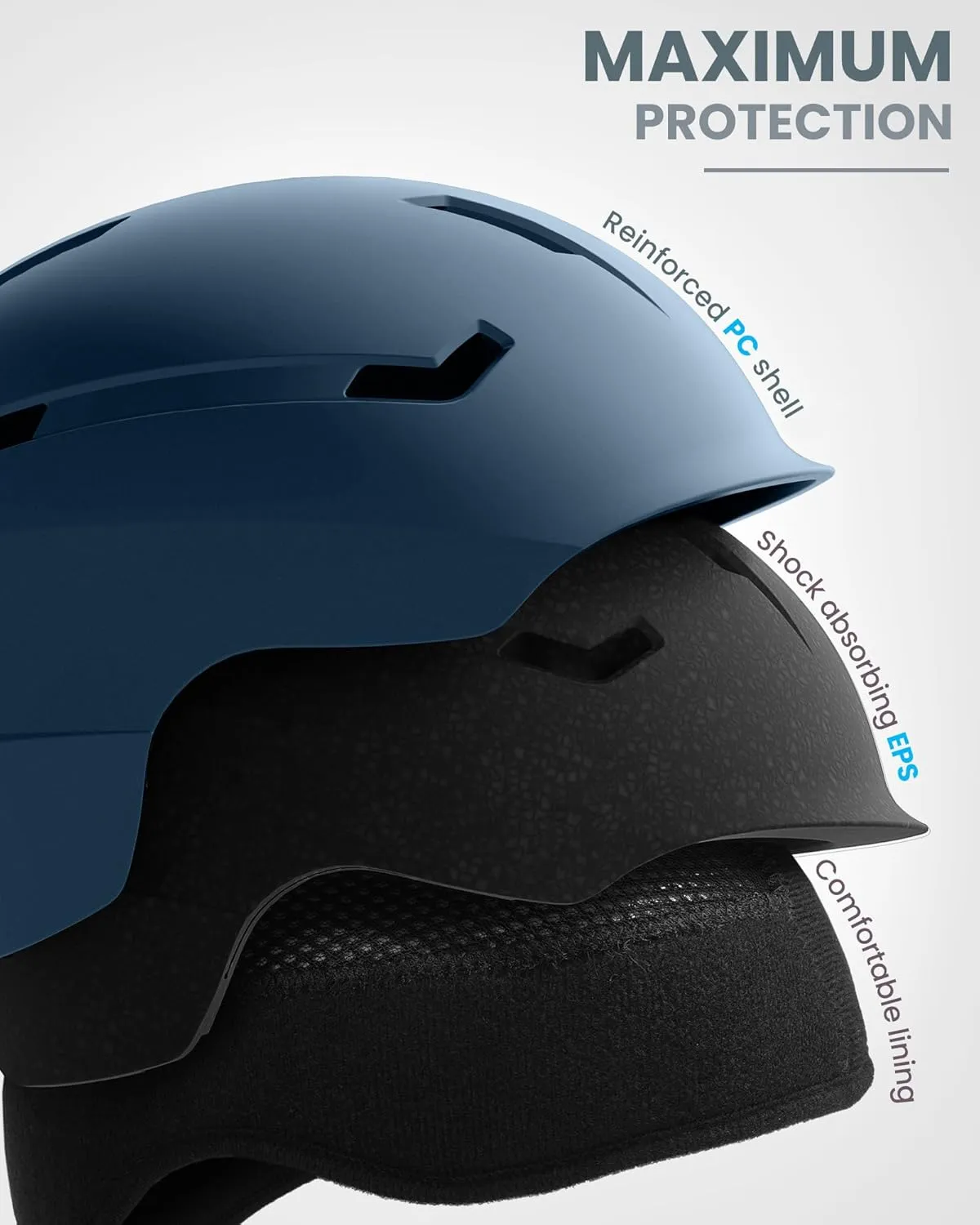 OutdoorMaster Deer Ski Helmet,Snowboard Helmet for Adults - Durable PC Shell, Protective EPS Foam & 12 Cooling Vents -Snow Helmets for Men, Women & Youth