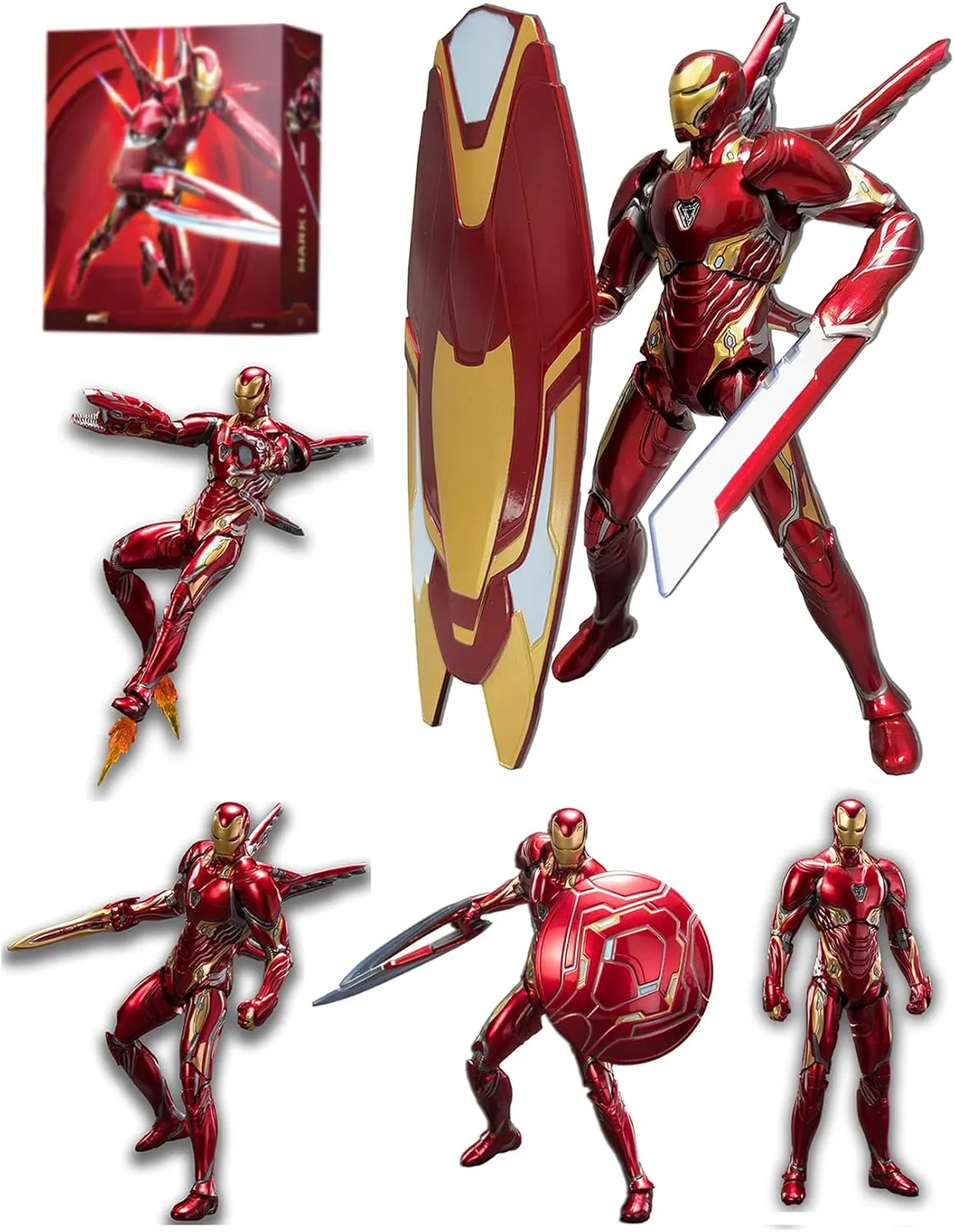 OVONNI Ironman MK50 (Deluxe Version),All Joints Movable 7 Inch Collectible Action Figure,Multi Weapon Accessories