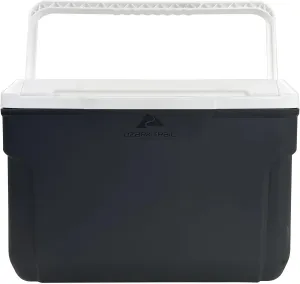 Ozark Trail 10 Quart Hard Side Cooler 14-Can Capacity Durable Polypropylene Ice Chest Raised Feet Compact Design Eco-Friendly 25% Recycled Plastic Lightweight 2.78lbs Portable Handle Gray Camping