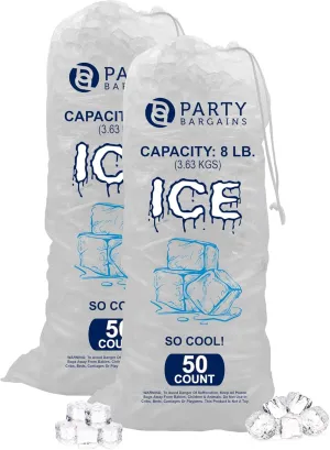 Party Bargains 8 lb Plastic Drawstring Ice Bags 19"x11" (100 Count)