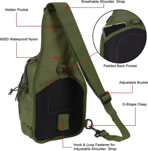 PathHawk™ Tactical Chest Sling Bag – Molle Crossbody EDC Pack