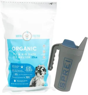 Paw Organic Deicer Sub Zero Ice Melter, 25lb Resealable Bag, Pet Safe and Kid Safe Deicer for Driveways, Sidewalks, Parking Lots and Sprei Spreader