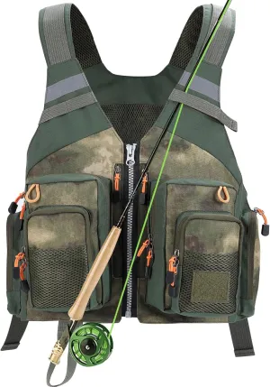 PELLOR Fly Fishing Vest, Fishing Gear Outdoor Backpack Breathable Mesh Fishing Vest Backpack for Camping Hunting