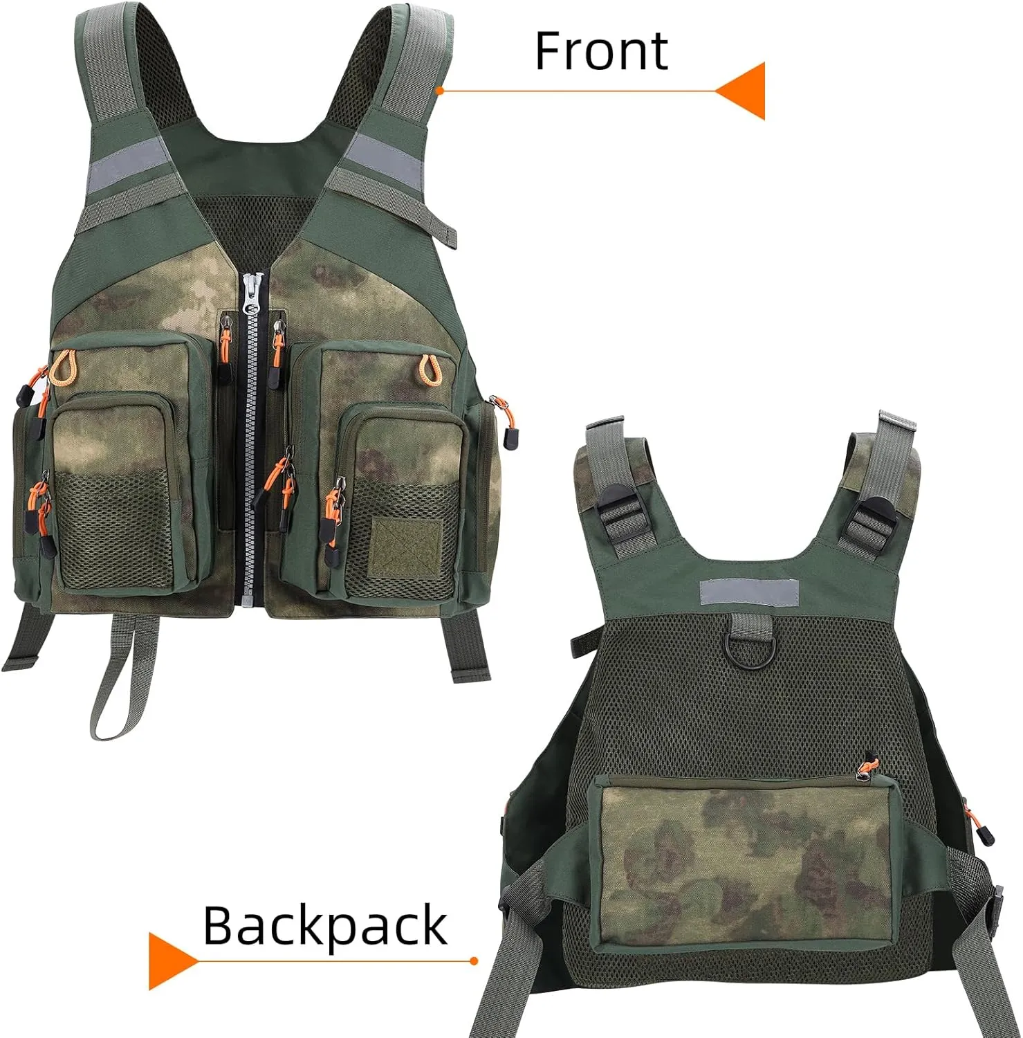 PELLOR Fly Fishing Vest, Fishing Gear Outdoor Backpack Breathable Mesh Fishing Vest Backpack for Camping Hunting