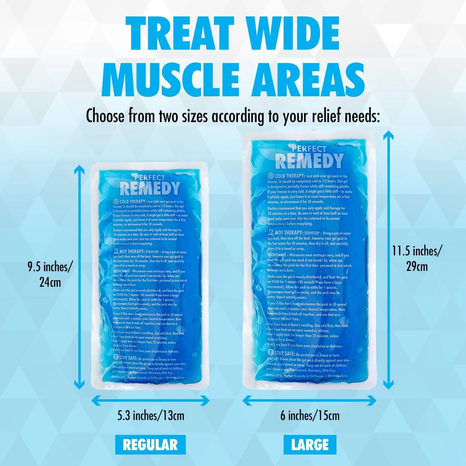 Perfect Remedy 2-Pack Gel Ice Packs for Injuries Reusable, Hot & Cold Pack That’s Durable, Soft & Flexible, Fast Relief & Recovery (Blue, Reg 2PK)