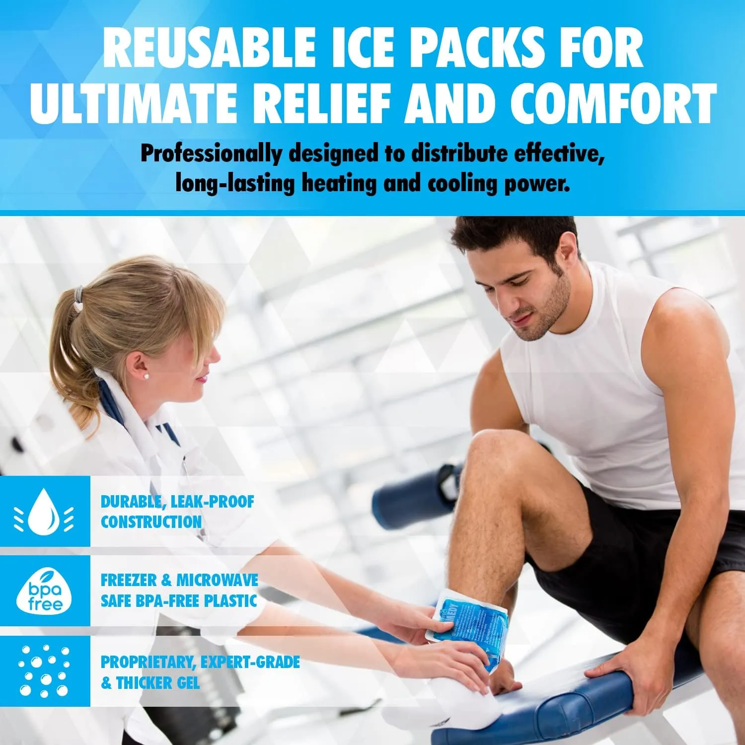 Perfect Remedy 2-Pack Gel Ice Packs for Injuries Reusable, Hot & Cold Pack That’s Durable, Soft & Flexible, Fast Relief & Recovery (Blue, Reg 2PK)