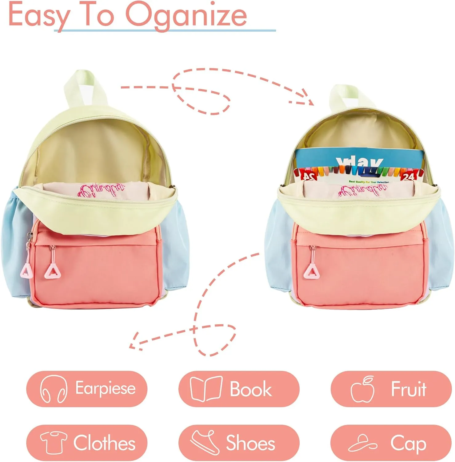 Personalized Backpack 12inch Small Embroidery Backpack Lightweight Daycare Bag for Travel Overnight Weekender Gifts（Pink）