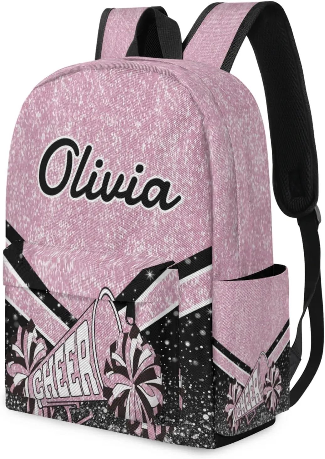 Personalized Cheer Backpacks for Cheerleaders, Custom Name Large Capacity Casual Daypack, Dark Pink 15 Inch Shoulder Bag