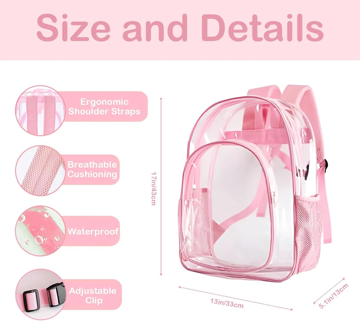 Personalized Clear Backpacks with Name, Custom Baseball Clear Backpack for Women Men, with Reinforced Strap & Large Capacity PVC Transparent Waterproof Backpacks for Travel Camping Work
