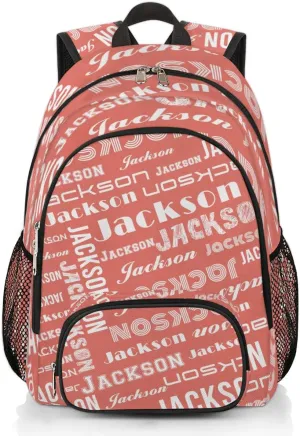 Personalized Daypack with Name Text, Lightweight Custom Backpack Carry On Bag for Travel, Business Trip, Picnic, Coral Red