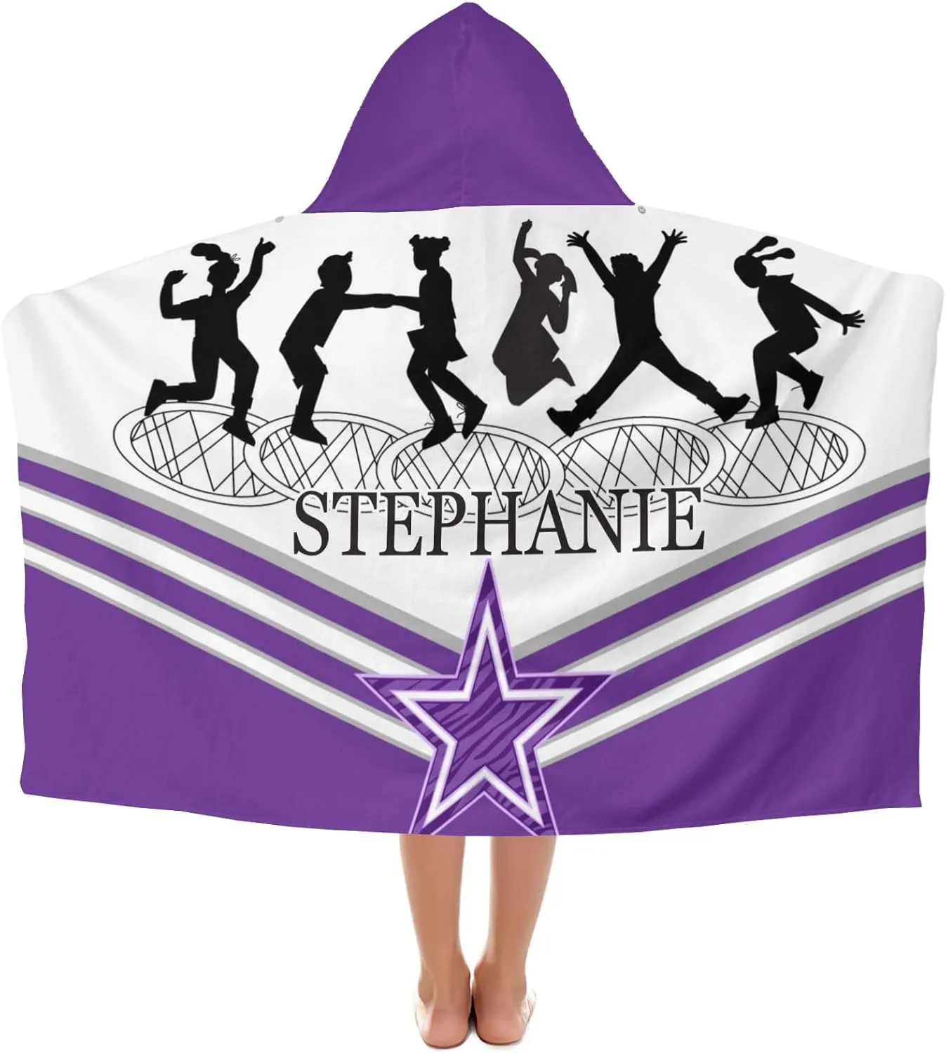 Personalized Gift Bath Beach Swimming Pool Towel with Hood Jumping Trampoline Purple Athlete Cozy Bath Wraps for Children