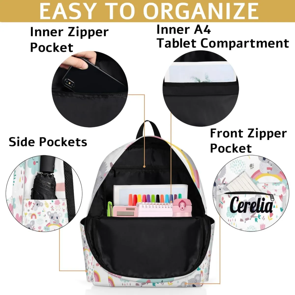Personalized Kids Backpack for Boys Girls - Kids Cute Waterproof Toddler Preschool Kindergarten Backpack