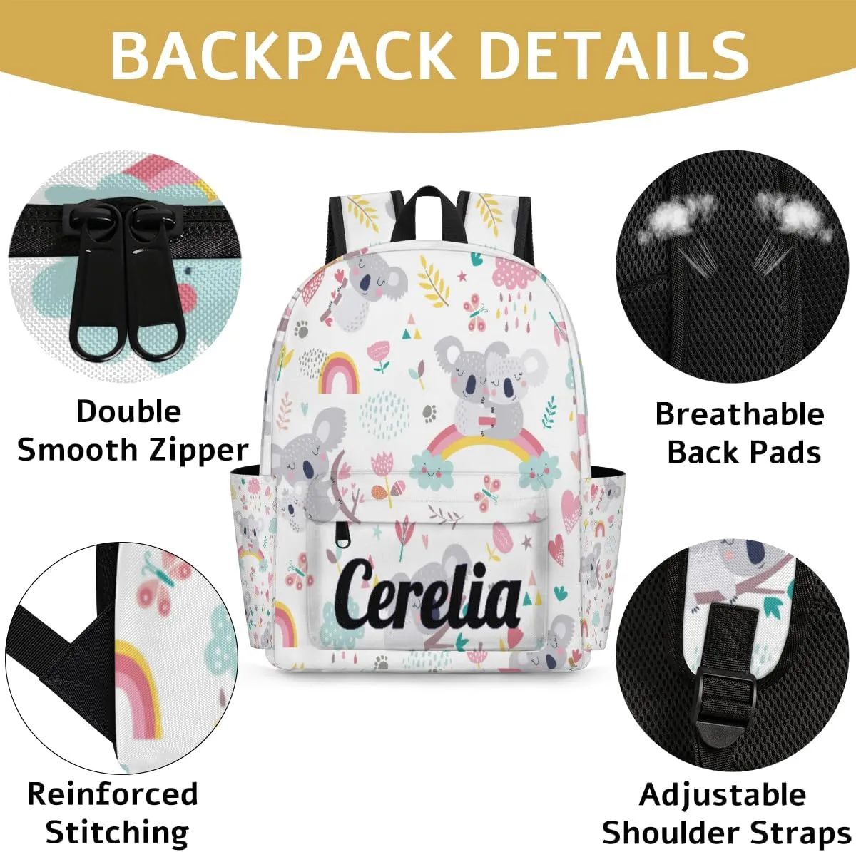 Personalized Kids Backpack for Boys Girls - Kids Cute Waterproof Toddler Preschool Kindergarten Backpack