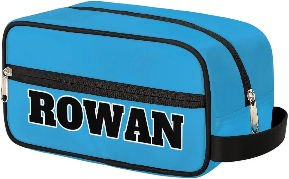 Personalized Toiletry Bag for Women Custom Name Waterproof Cosmetic Makeup Bag Shaving Bag for Men Bathroom Travel Storage Bags with Handle for Work, Blue