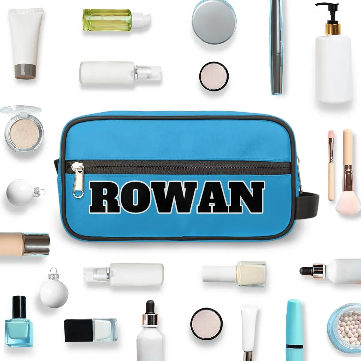 Personalized Toiletry Bag for Women Custom Name Waterproof Cosmetic Makeup Bag Shaving Bag for Men Bathroom Travel Storage Bags with Handle for Work, Blue