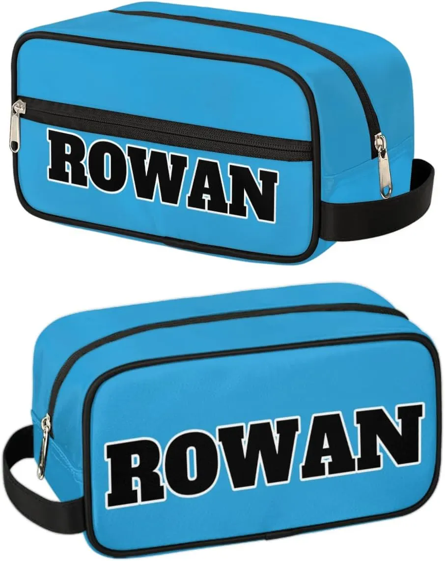 Personalized Toiletry Bag for Women Custom Name Waterproof Cosmetic Makeup Bag Shaving Bag for Men Bathroom Travel Storage Bags with Handle for Work, Blue