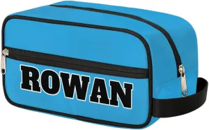 Personalized Toiletry Bag for Women Custom Name Waterproof Cosmetic Makeup Bag Shaving Bag for Men Bathroom Travel Storage Bags with Handle for Work, Blue