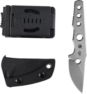 Petrified fish PFE13 Bison Fixed Blade Knife, 2.4" 14C28N Stonewashed Blade, 2.52oz 14C28N Handle Fixed Blade Knife for Camping EDC Tool Knife (White Stonewashed)