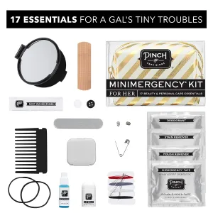 Pinch Provisions Candy Stripe Minimergency Kit, Includes 17 Travel-Sized Cosmetic Essentials, Convenient for Purses, Emergency Beauty Accessories, Gifts for Holiday’s & Birthday’s