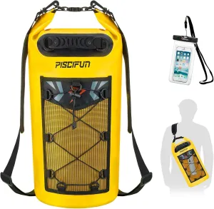 Piscifun Dry Bag, Waterproof Floating Backpack 5L/10L/20L/30L/40L with Waterproof Phone Case for Boating, Kayaking, Fishing