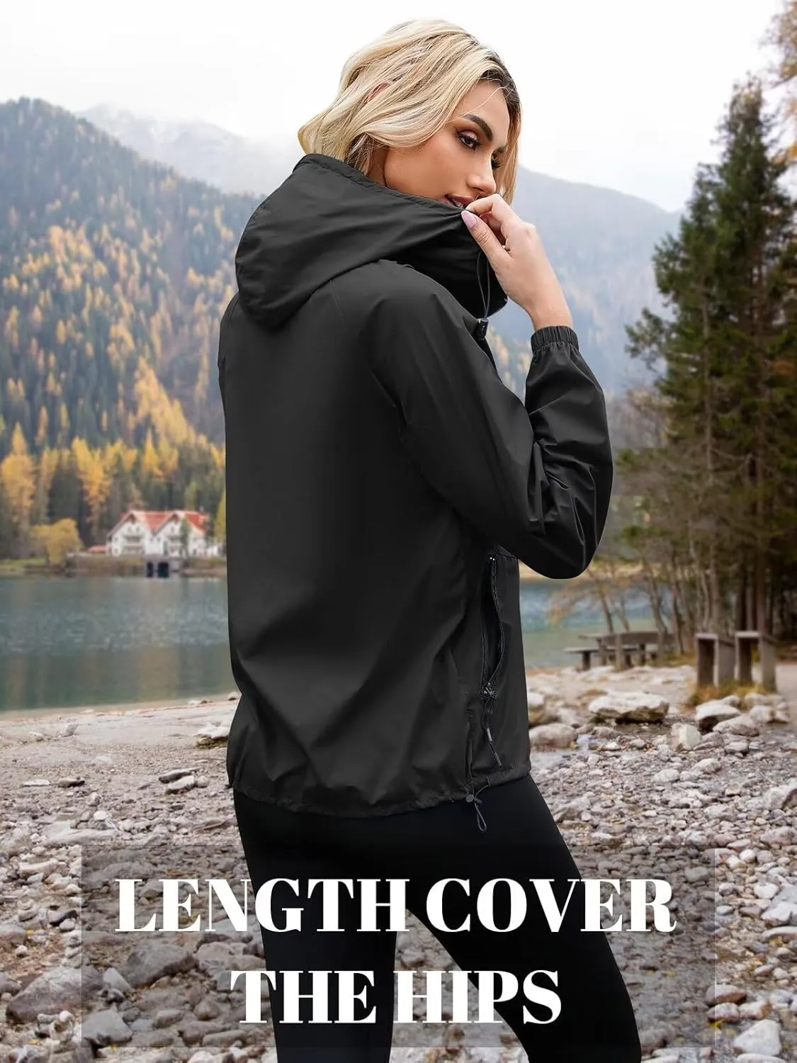 PITINAN Rain Jacket Women Waterproof Lightweight Rain Jacket With Hood Packable Raincoat with Pockets S-XXL