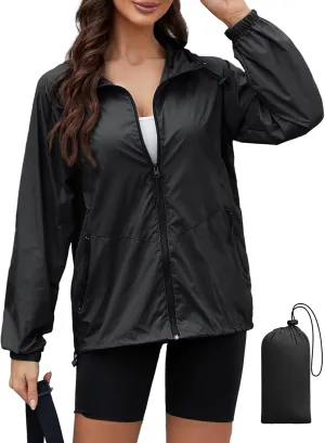 PITINAN Rain Jacket Women Waterproof Lightweight Rain Jacket With Hood Packable Raincoat with Pockets S-XXL