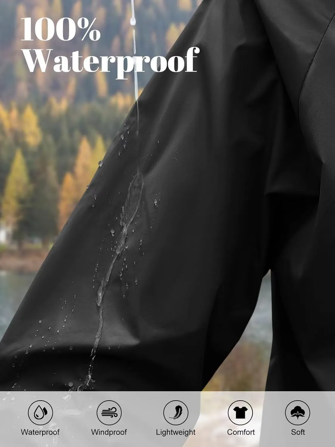 PITINAN Rain Jacket Women Waterproof Lightweight Rain Jacket With Hood Packable Raincoat with Pockets S-XXL