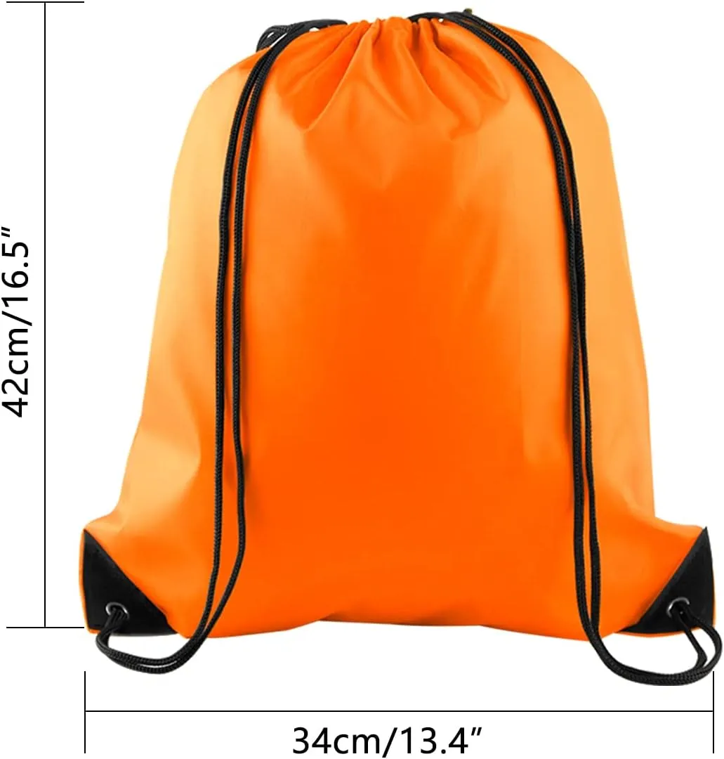 PLULON 25 Pcs Orange Drawstring Backpack Bags Bulk String Backpack Cinch Sack Pull Sport Gym Backpack Bags for Yoga Traveling Outdoor Sports