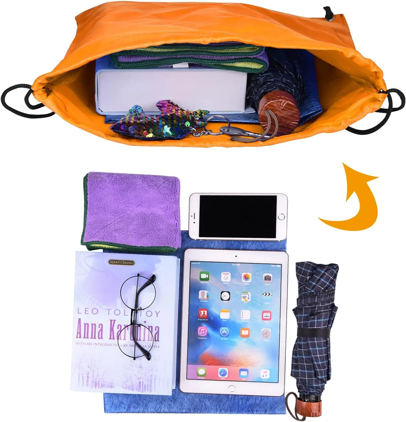 PLULON 25 Pcs Orange Drawstring Backpack Bags Bulk String Backpack Cinch Sack Pull Sport Gym Backpack Bags for Yoga Traveling Outdoor Sports