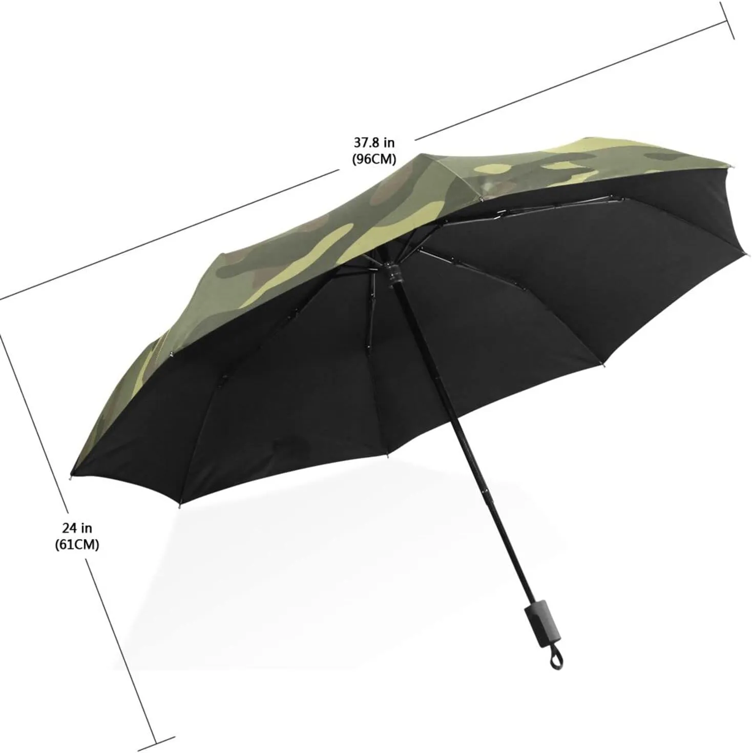 Poeticcity Travel Umbrella, Hand Open Close Windproof Waterproof Folding Umbrella, Black Tape Compact Canopy Strong Anti UV Ray Parasol