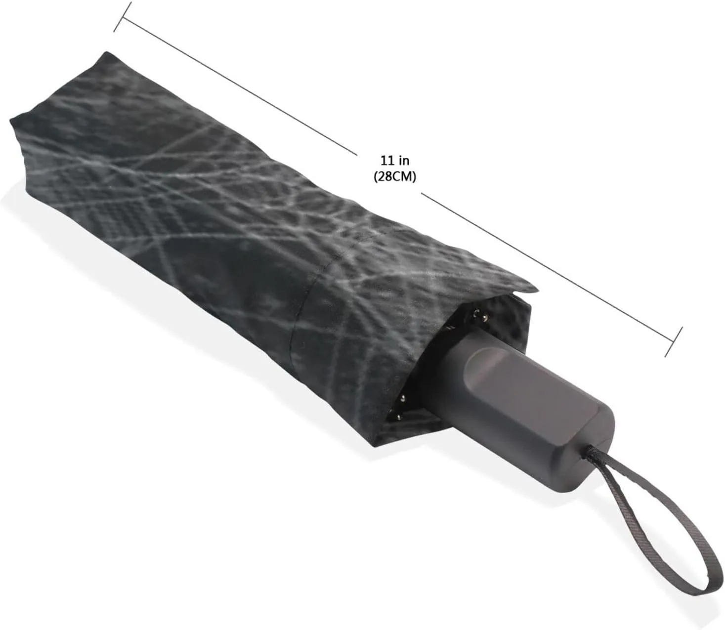 Poeticcity Travel Umbrella, Hand Open Close Windproof Waterproof Folding Umbrella, Black Tape Compact Canopy Strong Anti UV Ray Parasol