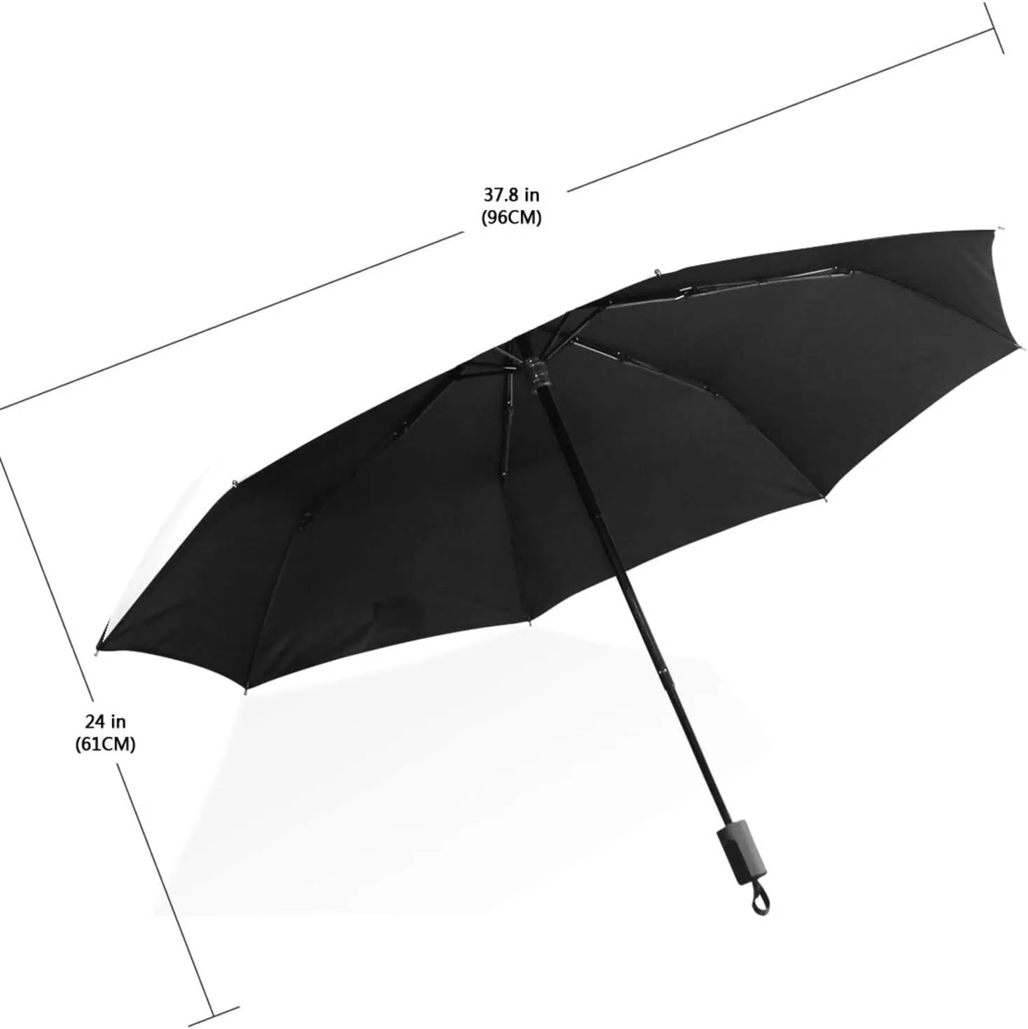 Poeticcity Travel Umbrella, Hand Open Close Windproof Waterproof Folding Umbrella, Black Tape Compact Canopy Strong Anti UV Ray Parasol