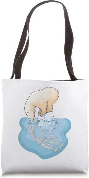 Polar Bear Ice Floe Skull Skeleton Climate Change Skeleton Tote Bag