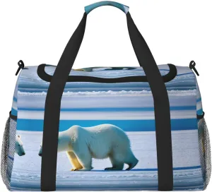 Polar Bear Ice print Weekender Overnight Carry On Bag Gym Luggage Bag Duffel Bag for Travel Women